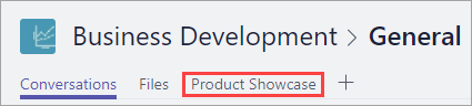 Vyberte kartu Product Showcase.