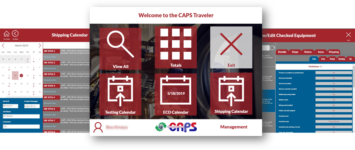Näyttökuva CAPS Traveler -sovelluksen kalenterinäkymästä.